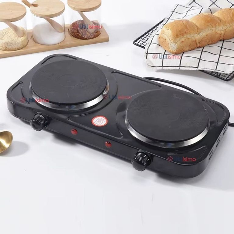 LINE Cocina Eléctrica 2 Platos 2000w Cocinilla Portátil Negro