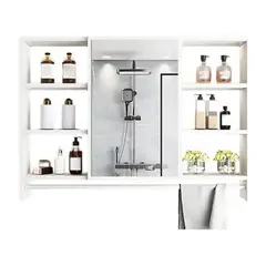 CRUSEC - Mueble Organizador De Baño 90x12x70 cm Con Espejo 6 Niveles