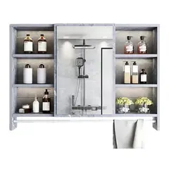 CRUSEC - Mueble Organizador De Baño 90x12x70 cm Con Espejo 6 Niveles