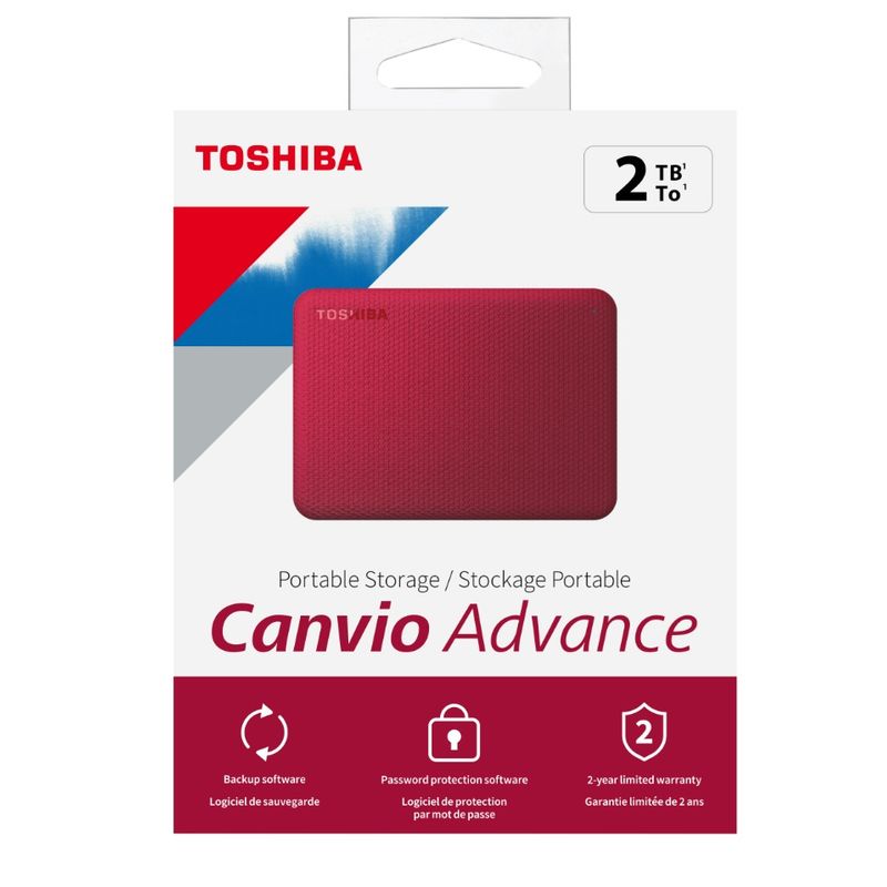 TOSHIBA - Disco Duro Externo Toshiba Canvio Advance 2TB Rojo HDTCA20XR3AA