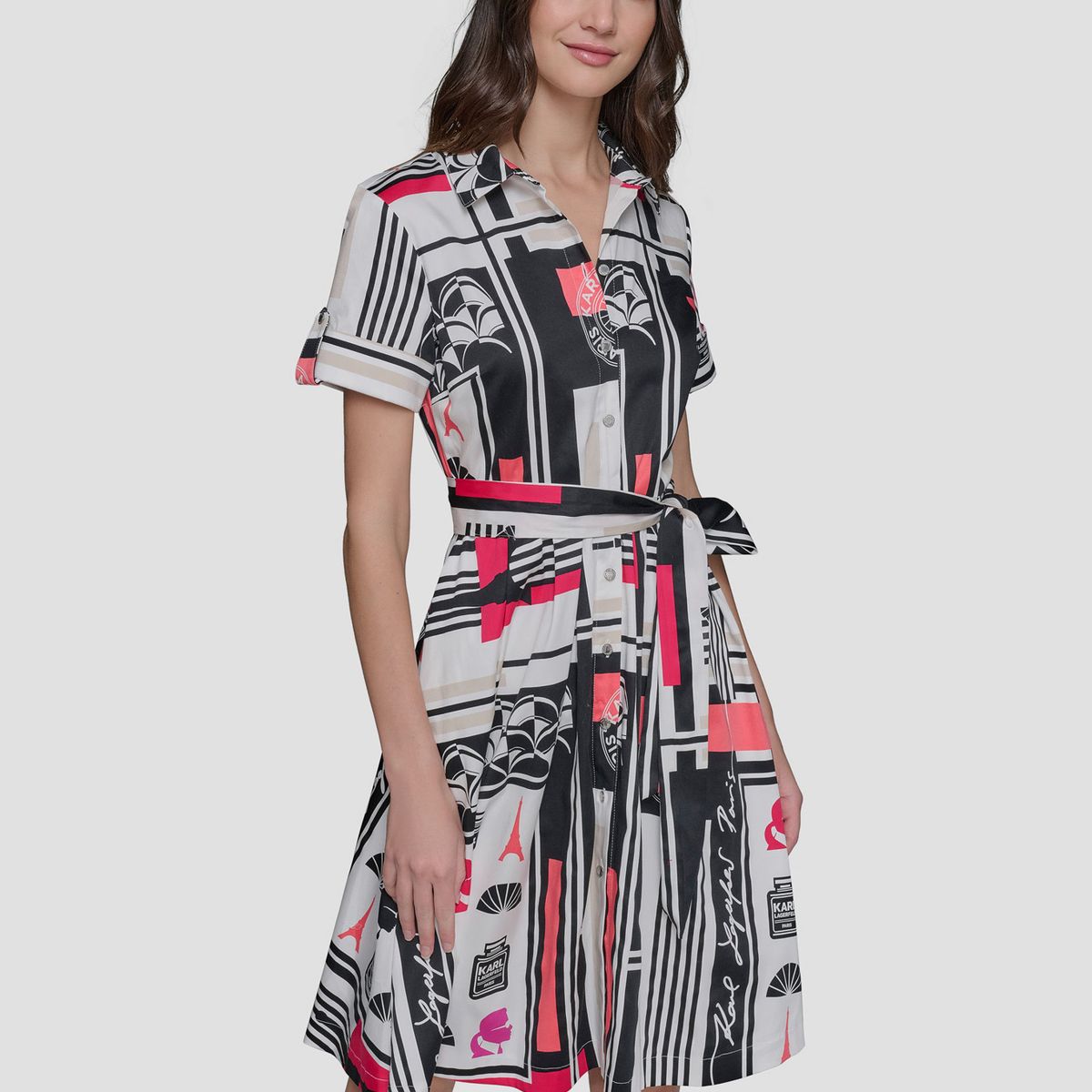 KARL LAGERFELD - Vestido estampado de mangas cortas