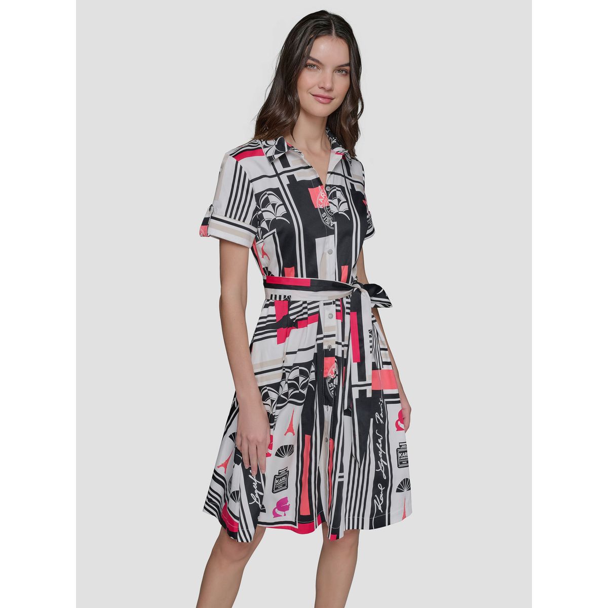 KARL LAGERFELD - Vestido estampado de mangas cortas