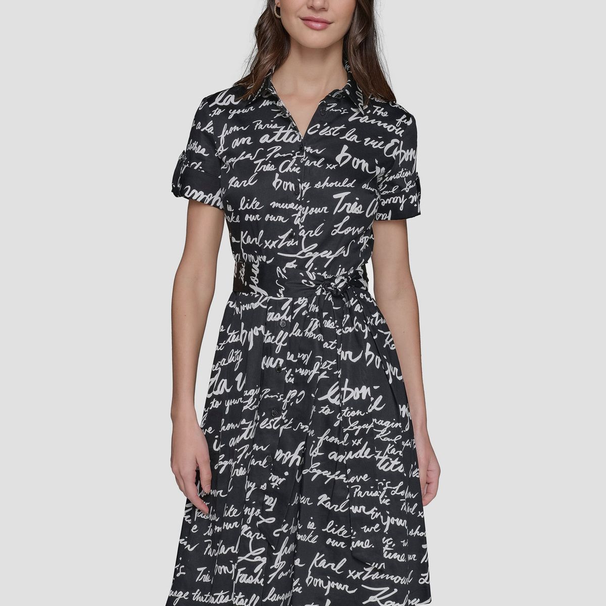 KARL LAGERFELD - Vestido estampado de mangas cortas