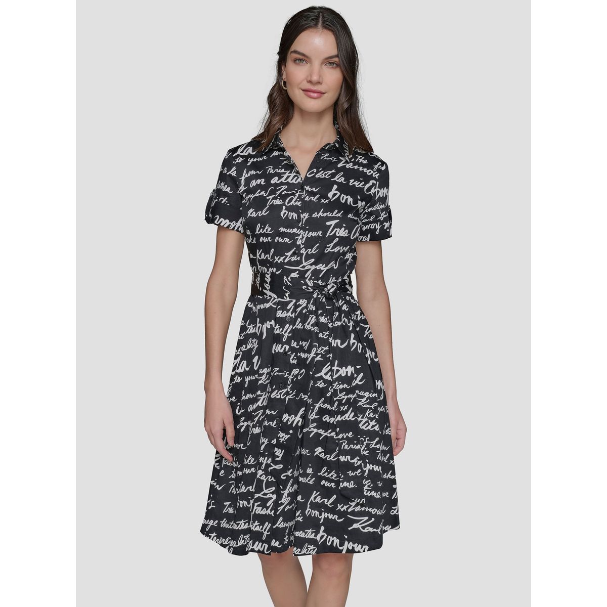 KARL LAGERFELD - Vestido estampado de mangas cortas