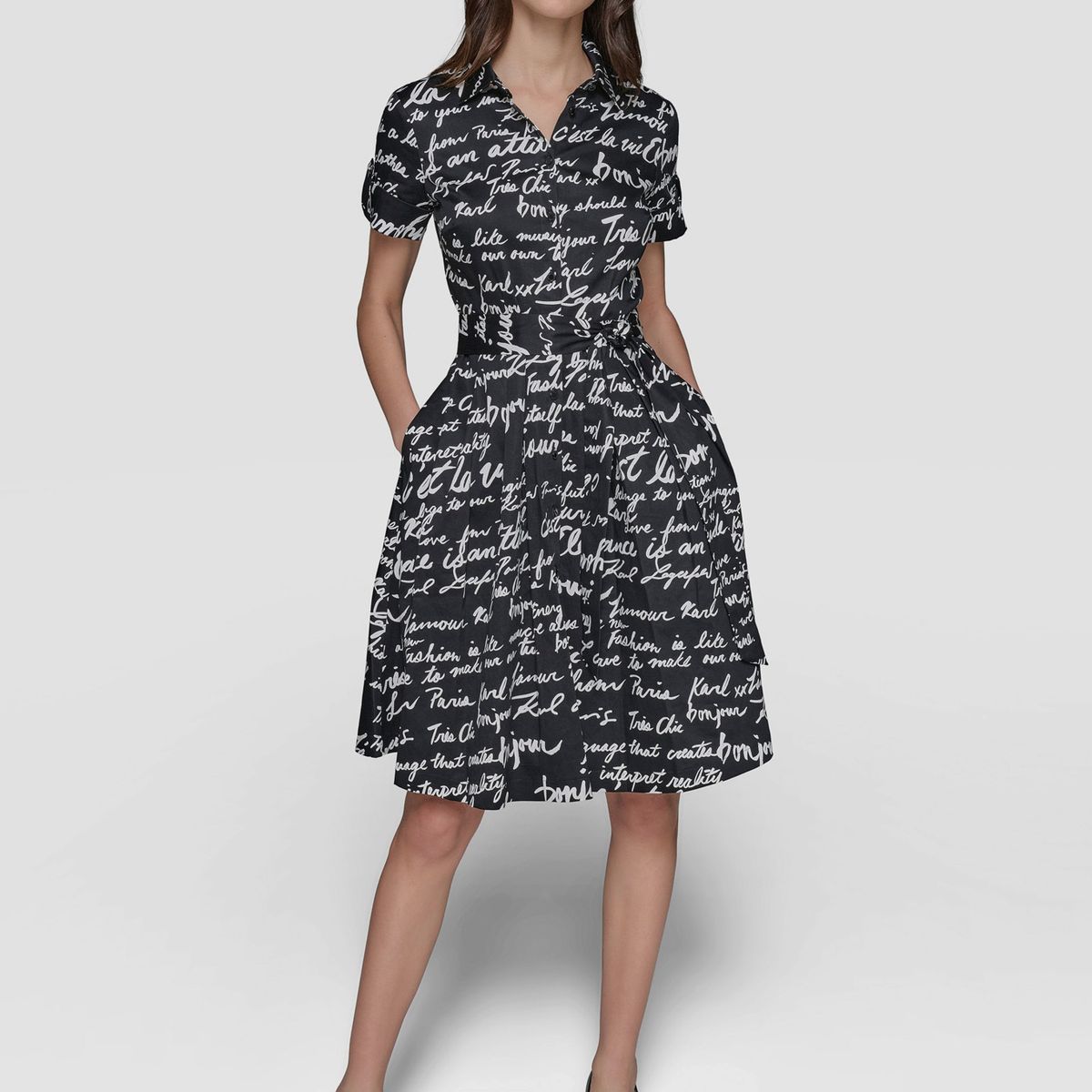 KARL LAGERFELD - Vestido estampado de mangas cortas