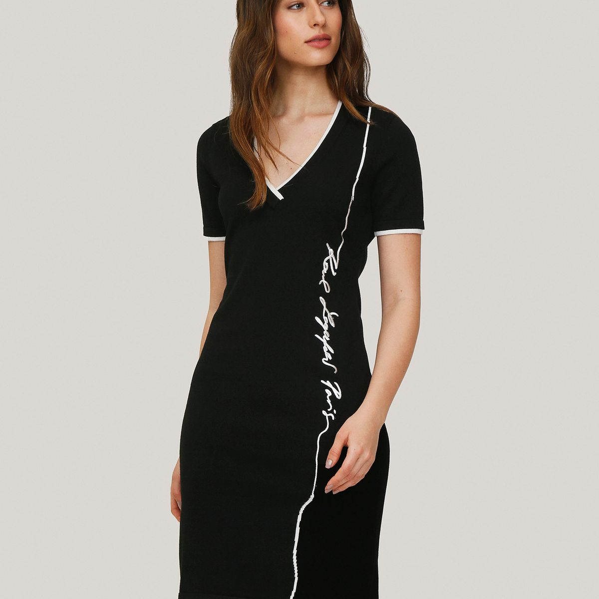 KARL LAGERFELD - Vestido slim con cuello en v