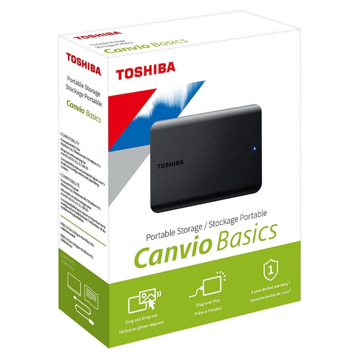 TOSHIBA - Disco Duro Portátil Toshiba Canvio Basics 4TB USB 3.0