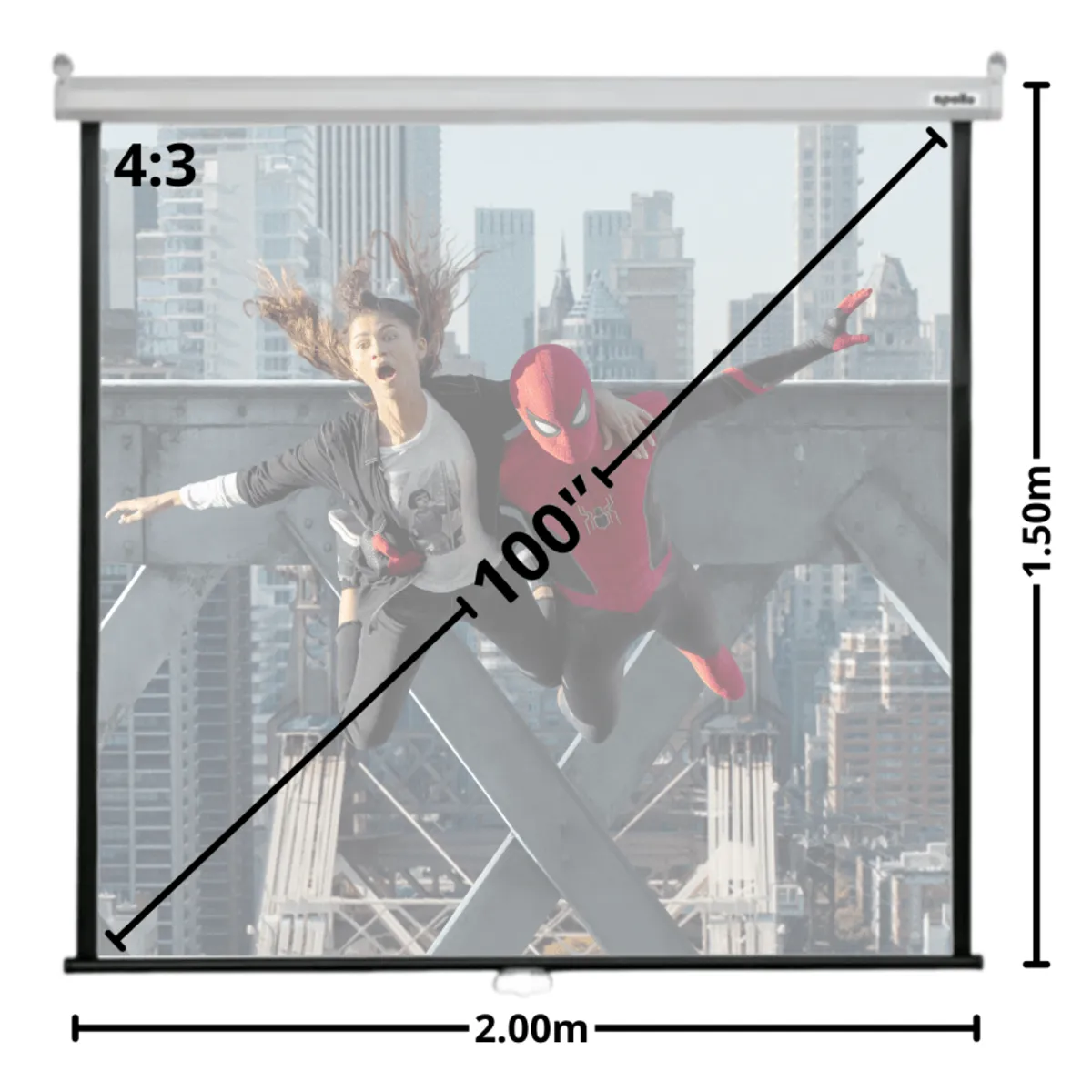 MALIK - Telon Mural 200cmx150cm 43 para proyector Optma ZK507-W