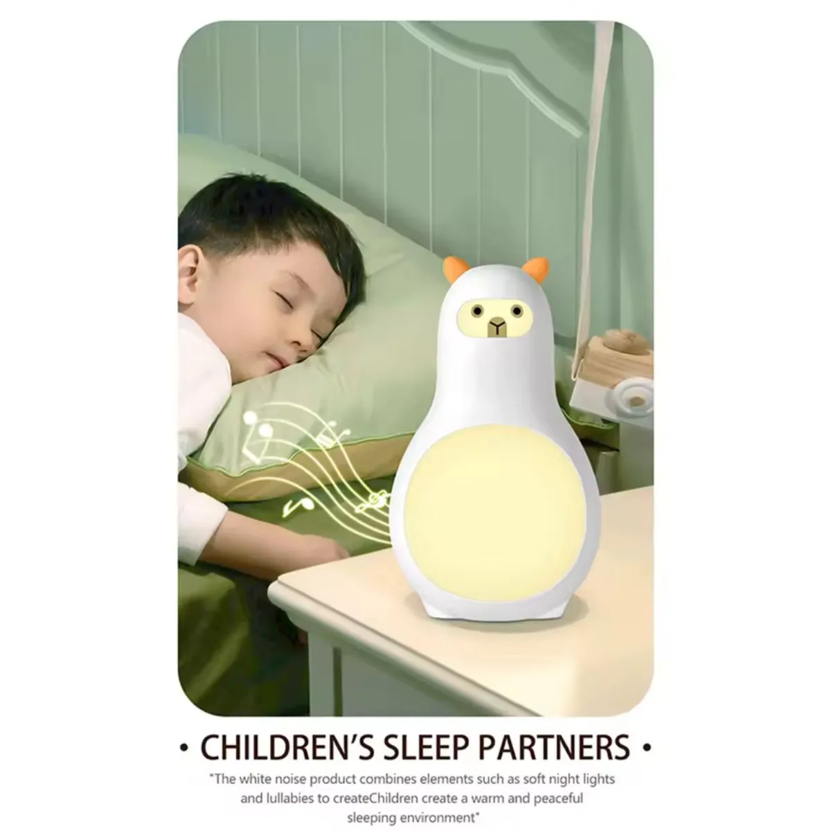 GENERICO - Ruido Blanco para Bebés Alpaca con Lámpara LED + 26 Sonidos Relajante