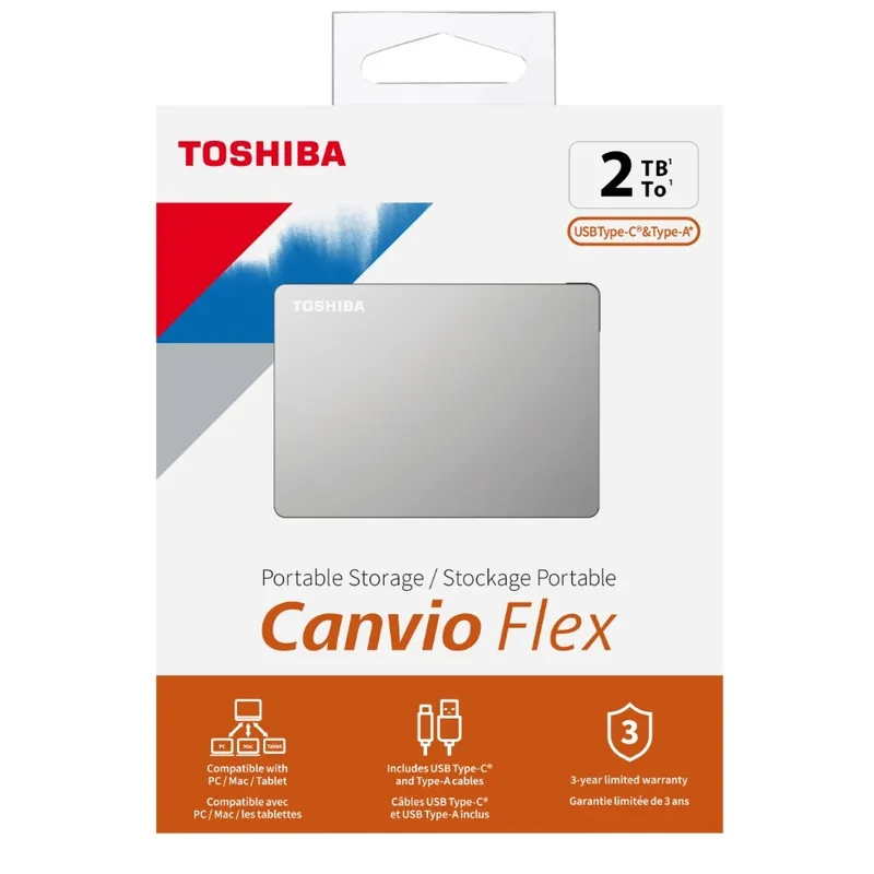 TOSHIBA - Toshiba Canvio Flex 2TB Disco Duro Externo Portátil Plata HDTX120XSCAA