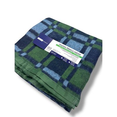 Imagen 2 del producto Frazada Térmica TARTÁN VERDE 2,0 plazas BORDE SATÍN