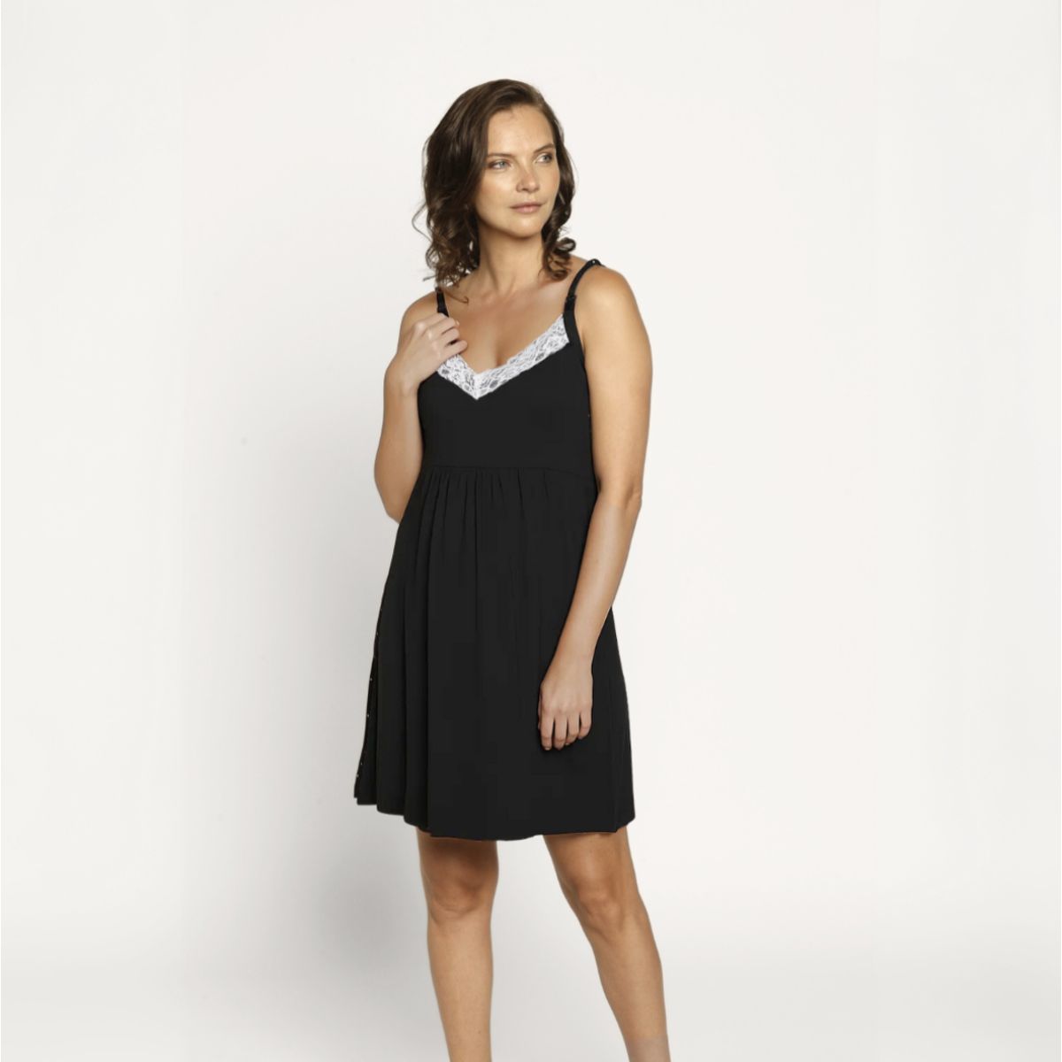 NALA - Camisa de Dormir Lactancia Broche Negro Nala Maternity