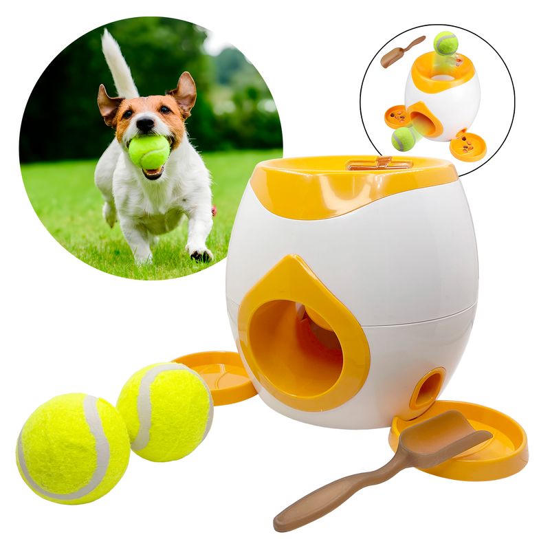 GENERICO - Dispensador Comida Interactivo Mascotas Perro Lanza Pelotas