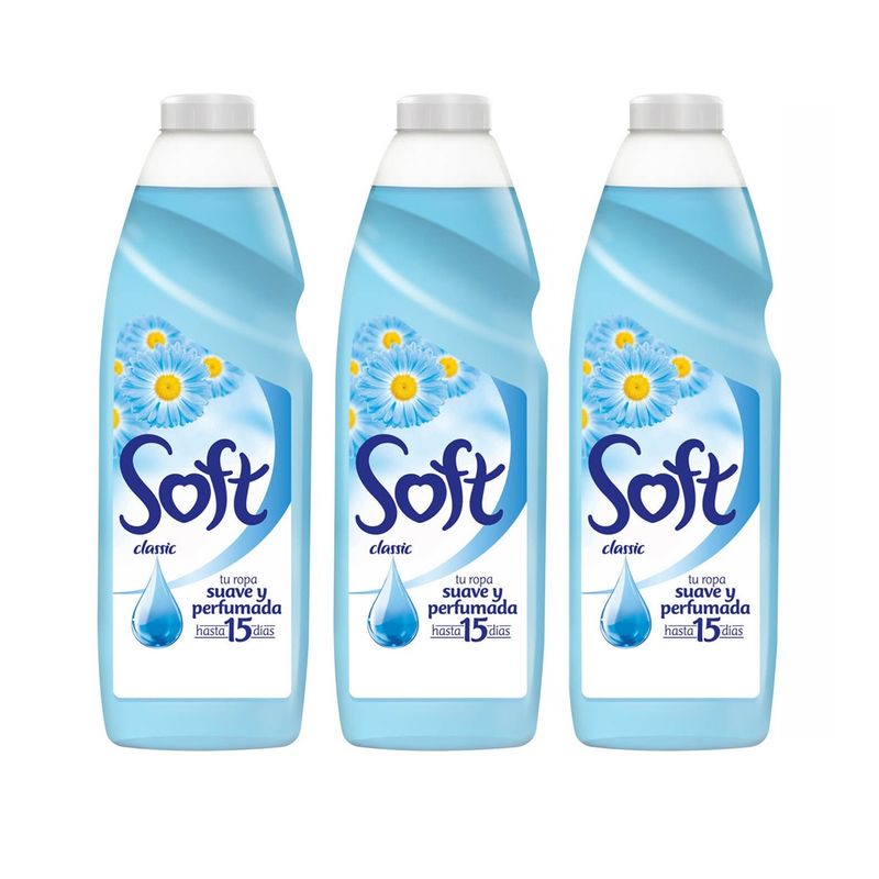 GENERICO - X3 Suavizante Soft Clásico Liquido 1l Ropa Suave Perfumada