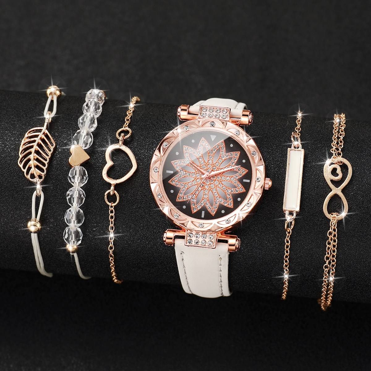 GENERICO - Set reloj con accesorios de acero inoxidable mujer