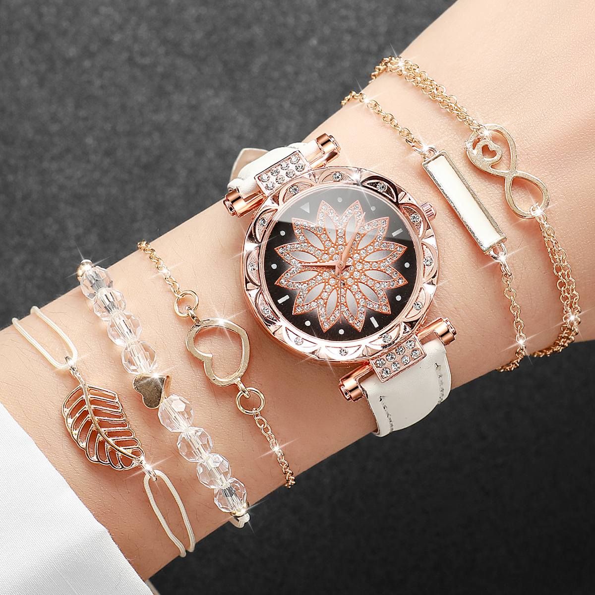 GENERICO - Set reloj con accesorios de acero inoxidable mujer