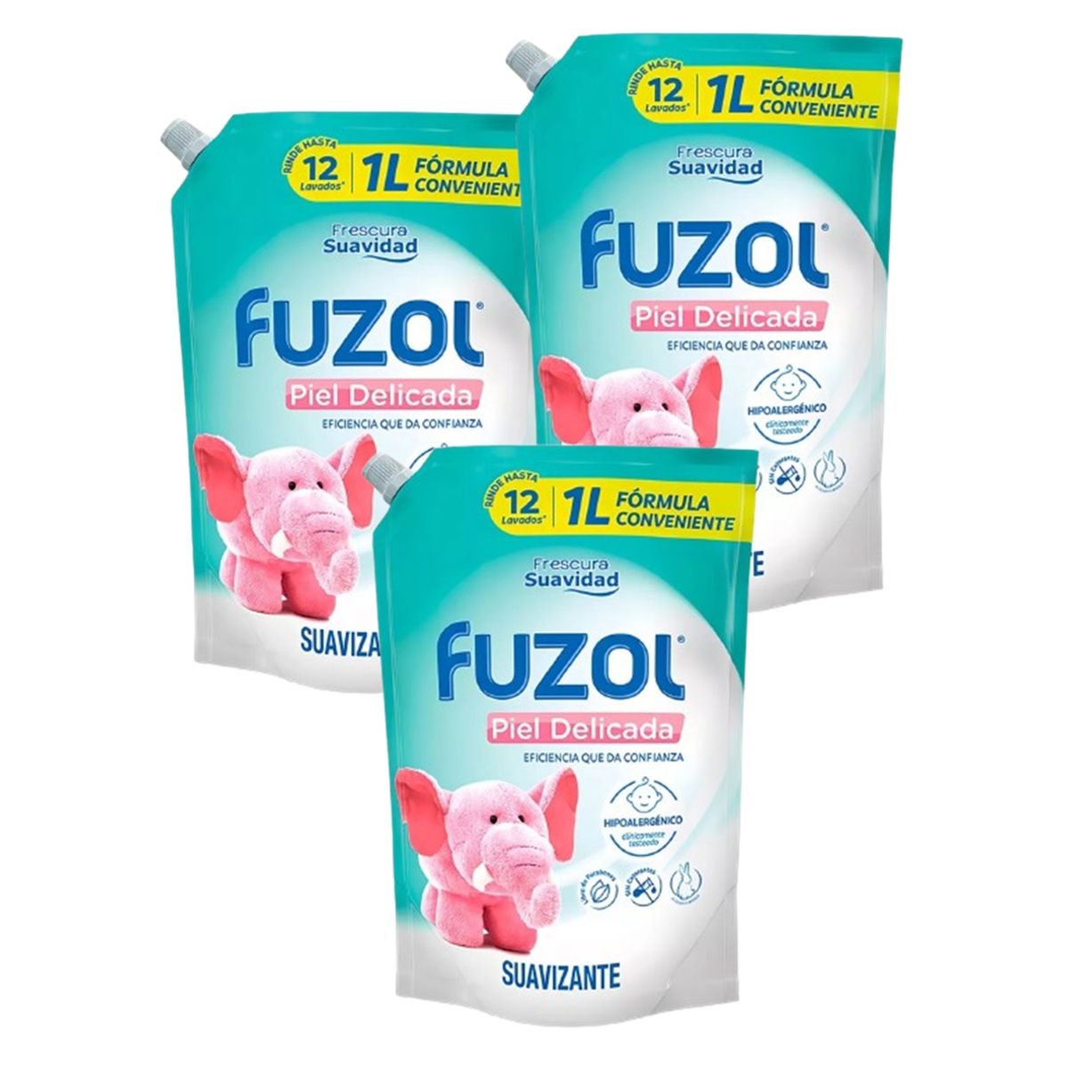 GENERICO - X3 Suavizante Fuzol Piel Delicada 1litro Frescura Suavidad
