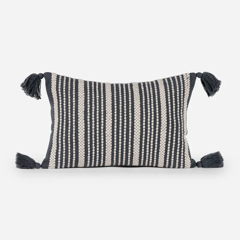 ROSEN - Funda Cojin Bordado Ribete Charcoal 35x50