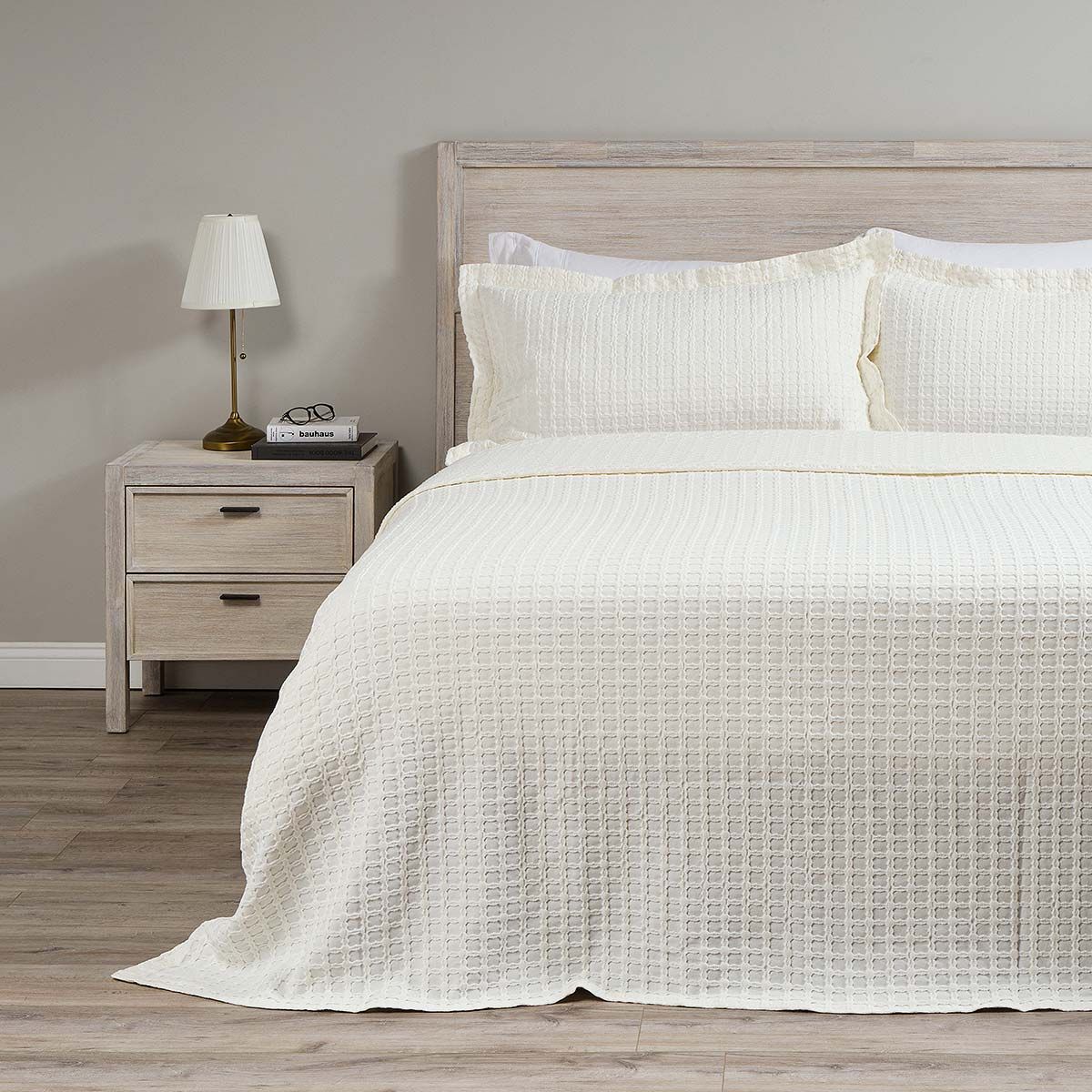 ROSEN - Colcha Algodón Textura Mykonos Crudo 2 Plazas