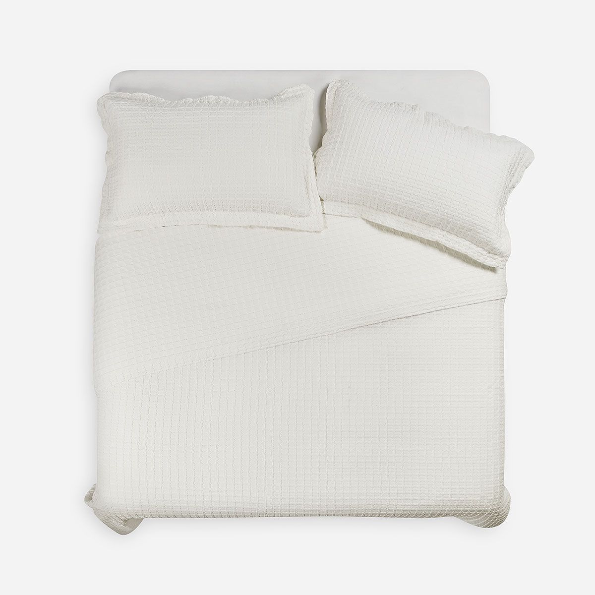 ROSEN - Colcha Algodón Textura Mykonos Crudo 2 Plazas