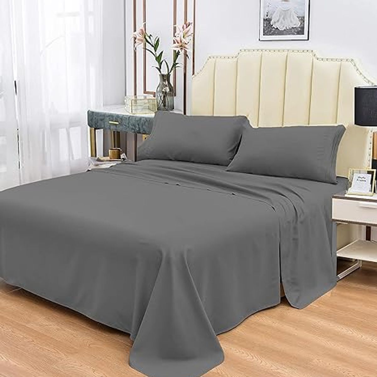 GENERICO - JUEGO DE SABANAS DE GENERO COLOR LISO DE 2 PLAZA SET DE 4 PIEZA