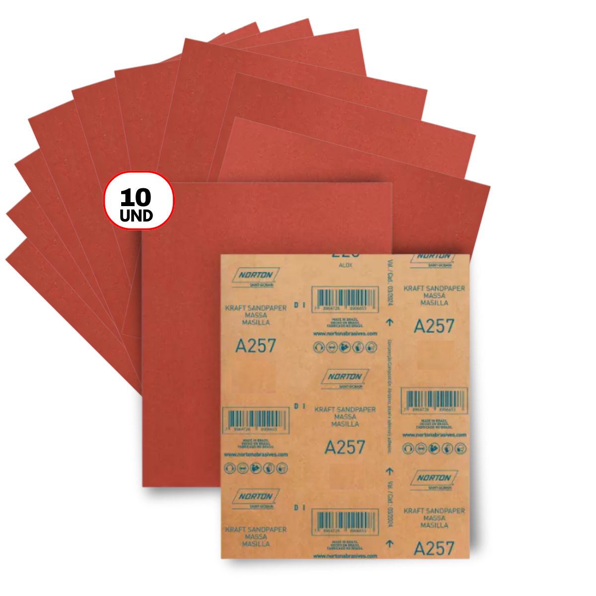 NORTON - Pack 10 Lijas para Madera Norton A-257 G220 en Seco