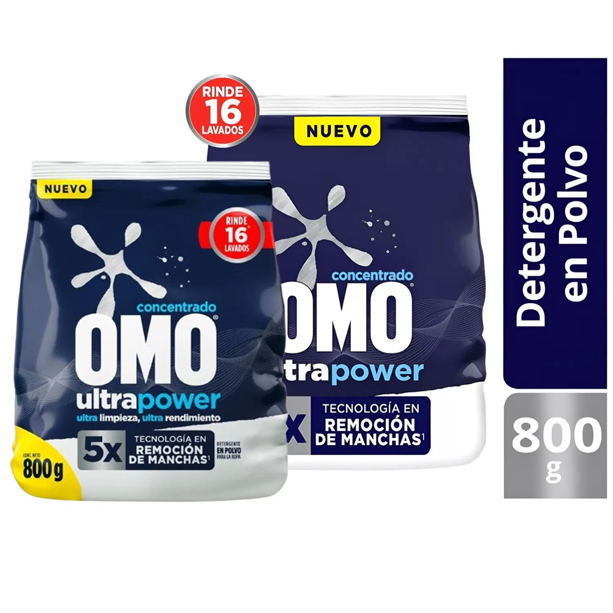 OMO - X2 Detergente Omo Concentrado En Polvo Ultra Power 800g