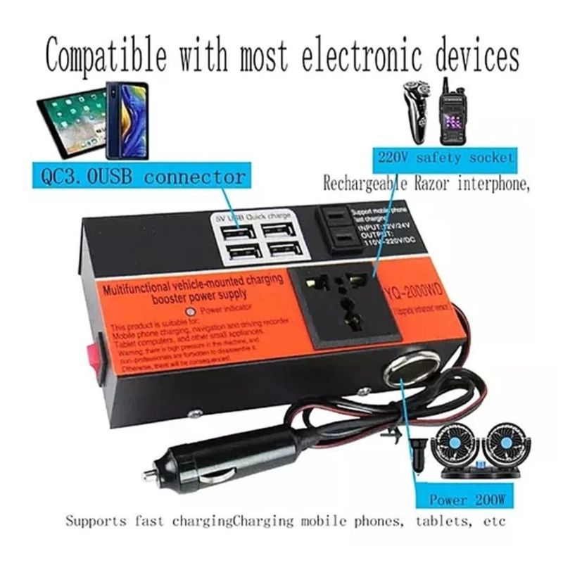 GENERICO - INVERSOR DE VOLTAJE AUTO CONVERTIDOR CORRIENTE 220V