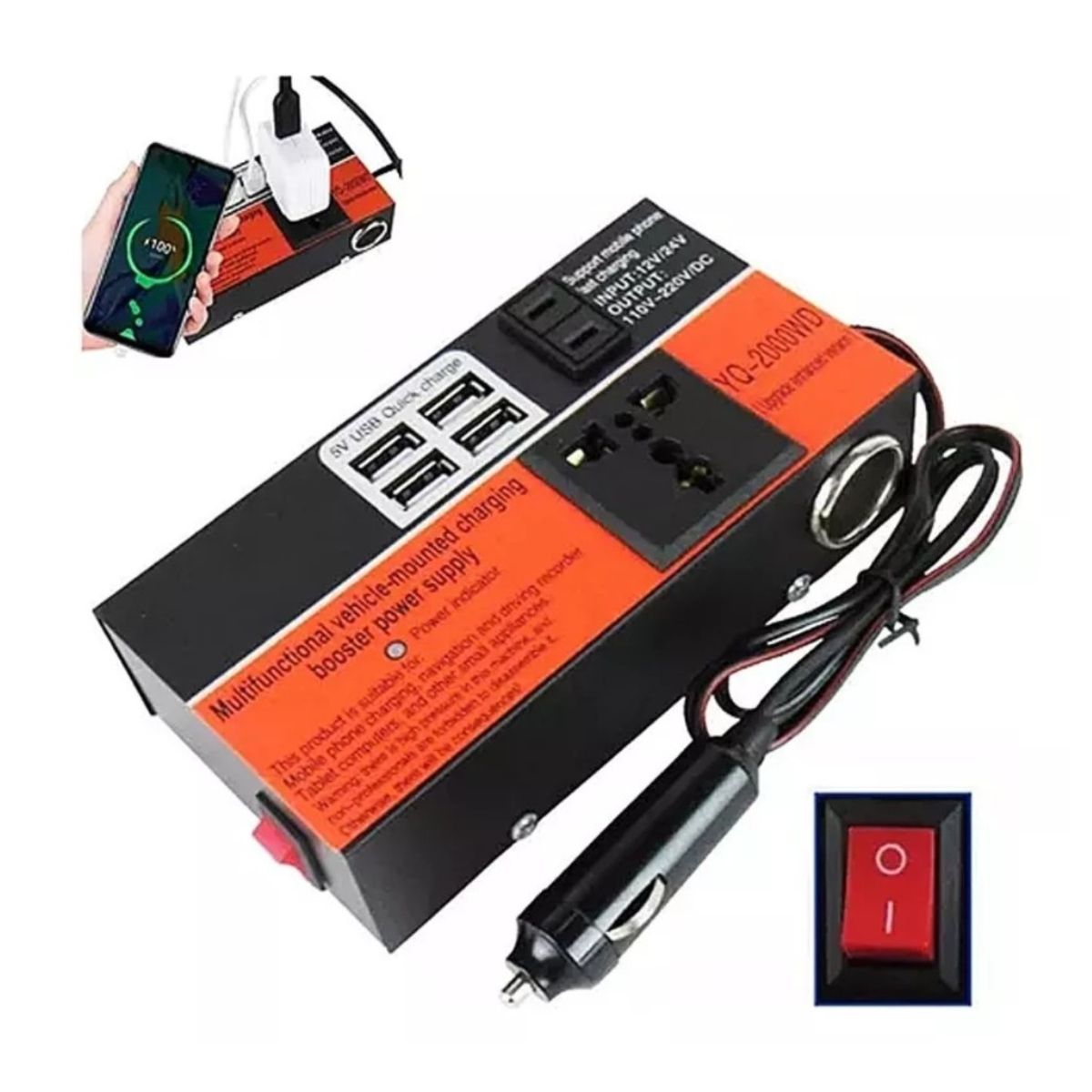 GENERICO - INVERSOR DE VOLTAJE AUTO CONVERTIDOR CORRIENTE 220V