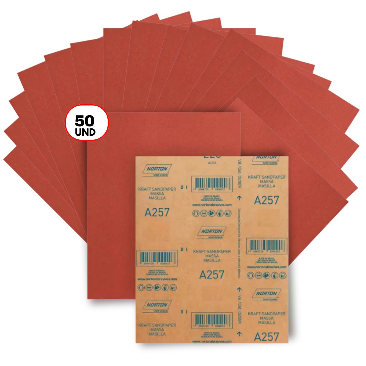 NORTON - Pack 50 Lijas para Madera Norton A-257 G120 en Seco