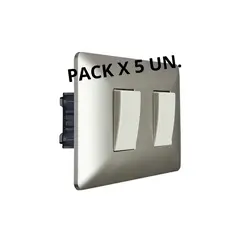 STANFORD - Pack x 5 Interruptor doble 9/15 10A 220V MTX Champagne