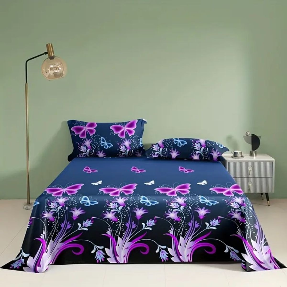 GENERICO - JUEGO DE SABANAS CON DISEÑO MARIPOSAS FUCSIA 1.5 PLAZA TF 3 PIEZA