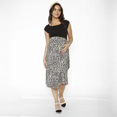 NALA - Falda Pareo Maternal Midi Cebra Beige Maternity