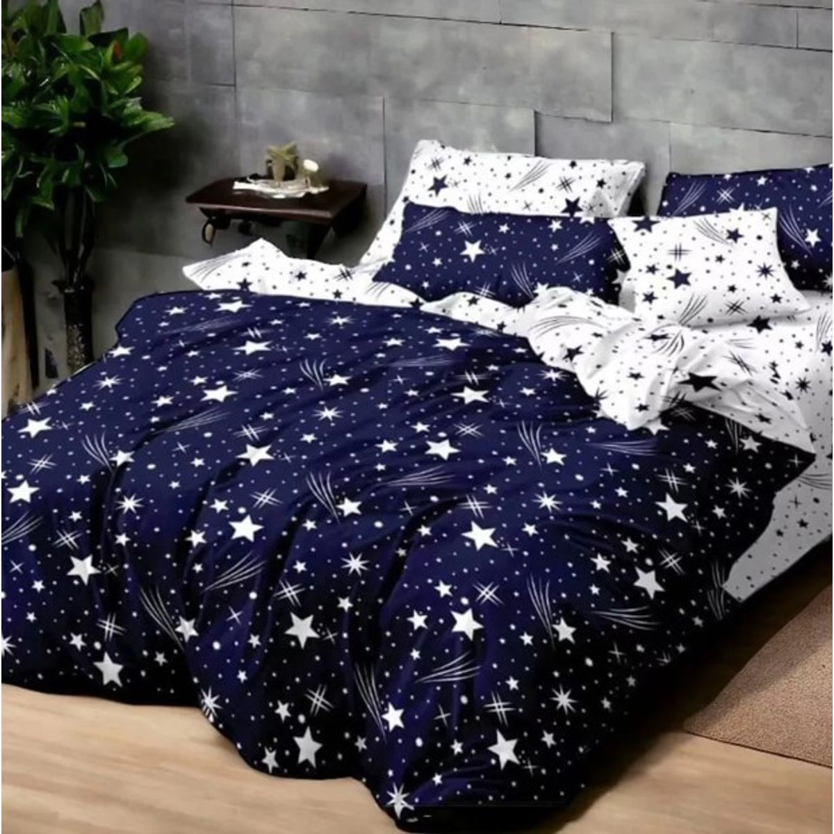 GENERICO - JUEGO DE SABANAS CON DISEÑO ESTRELLAS VIOLETAS 1.5 PLAZA TF 3 PIEZA