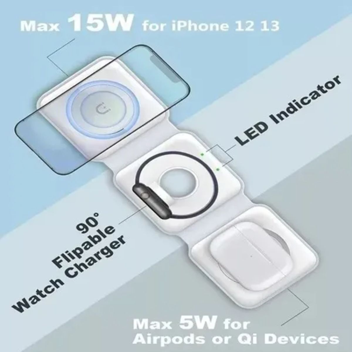 GENERICO - Cargador Inalámbrico Magnético 3 En 1