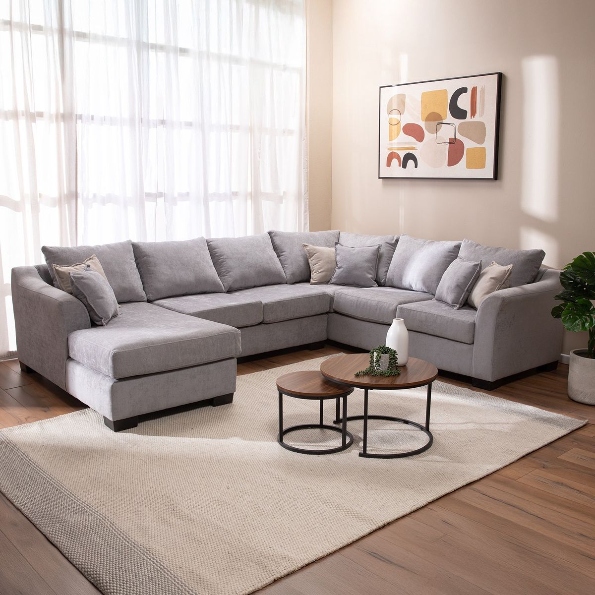 MUEBLES MPR - Seccional Bruselas Chenille Gris Claro - 3 Mod Izq