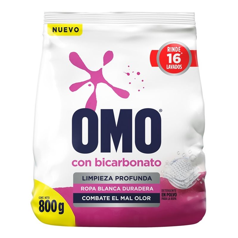 OMO - Detergente En Polvo Omo Con Bicarbonato 800g Ropa Blanca