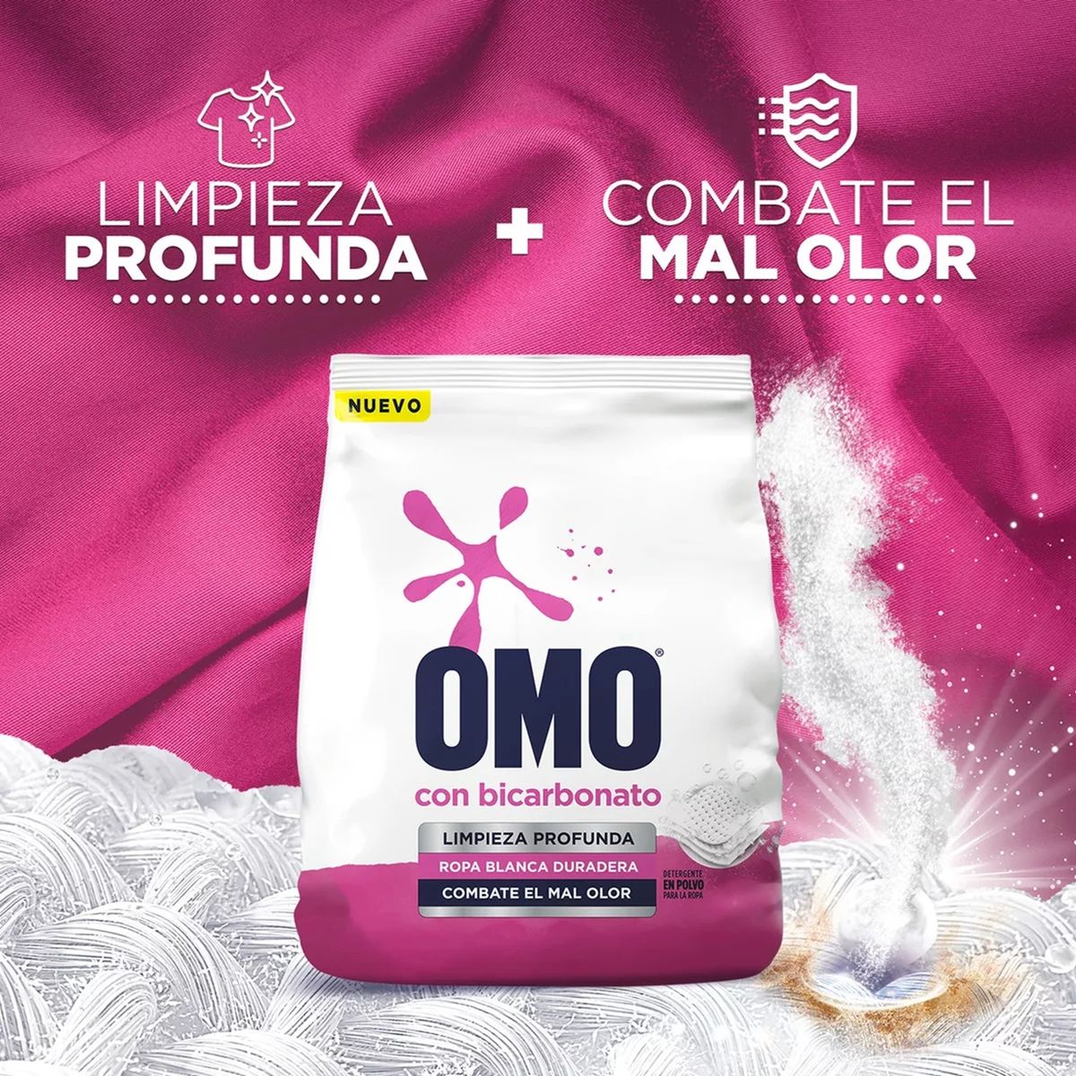 OMO - X2 Detergente En Polvo Omo Con Bicarbonato 800g Ropa Blanca