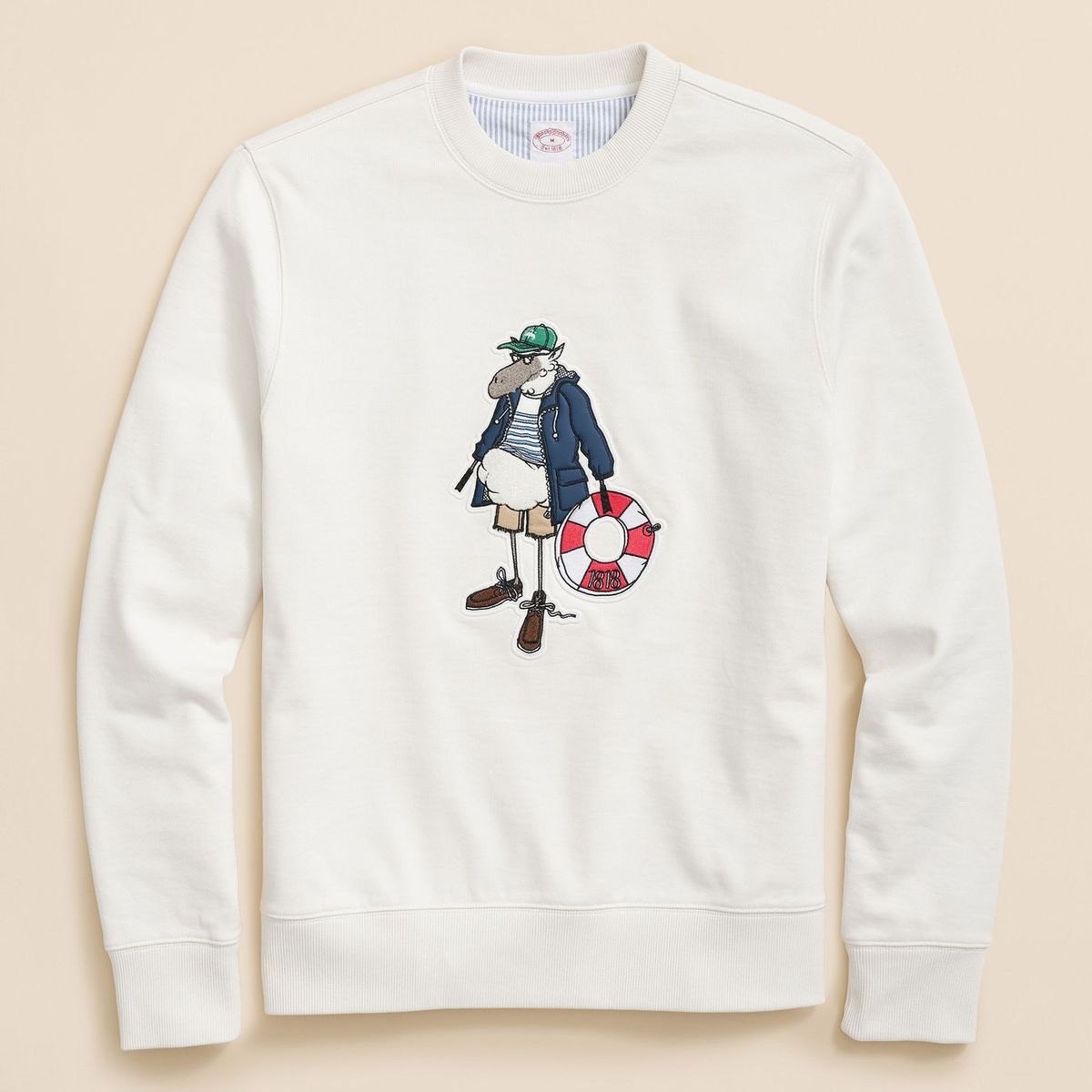 BROOKS BROTHERS - Poleron Hombre Henry Patch Sweatshirt Blanco Brooks Brothers