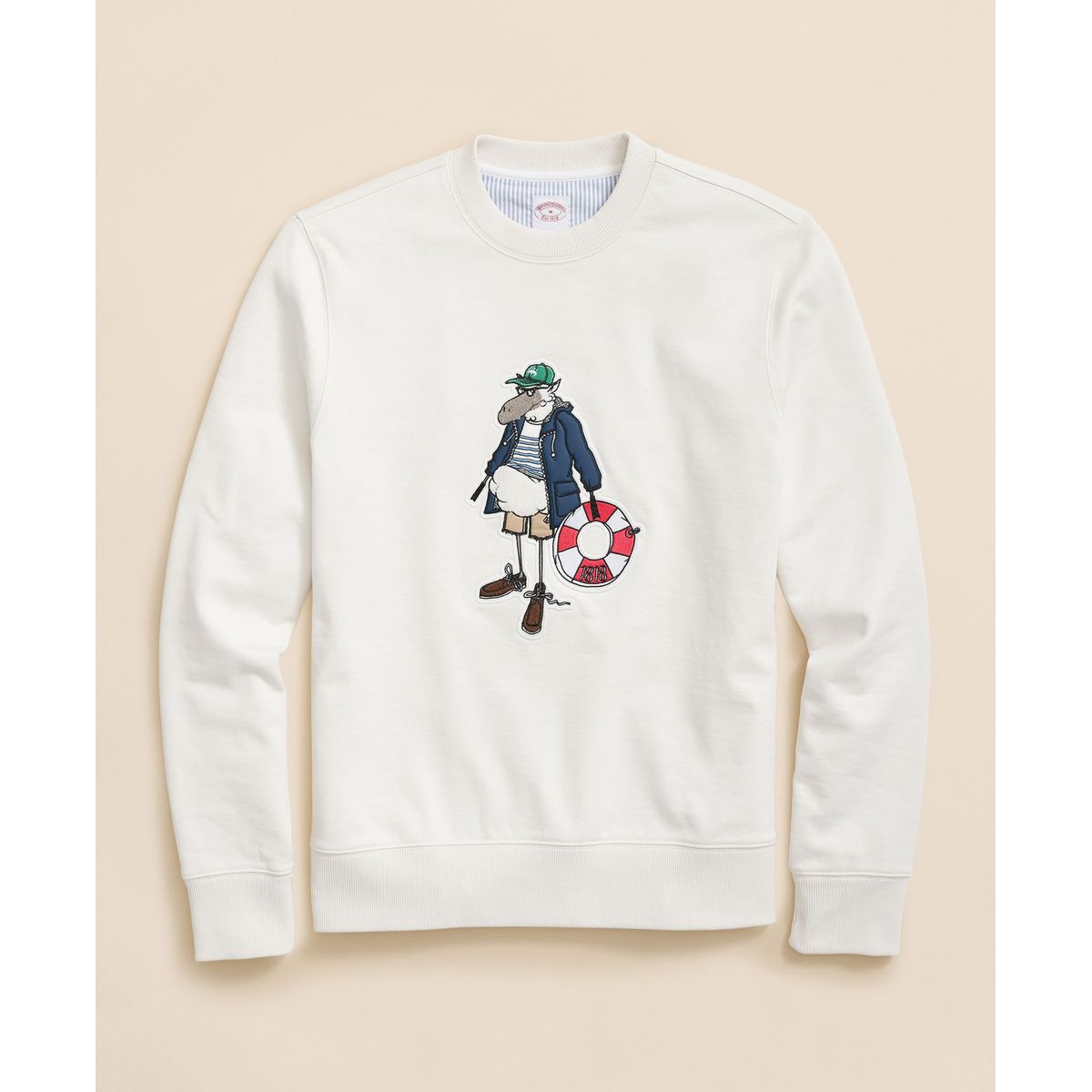 BROOKS BROTHERS - Poleron Hombre Henry Patch Sweatshirt Blanco Brooks Brothers