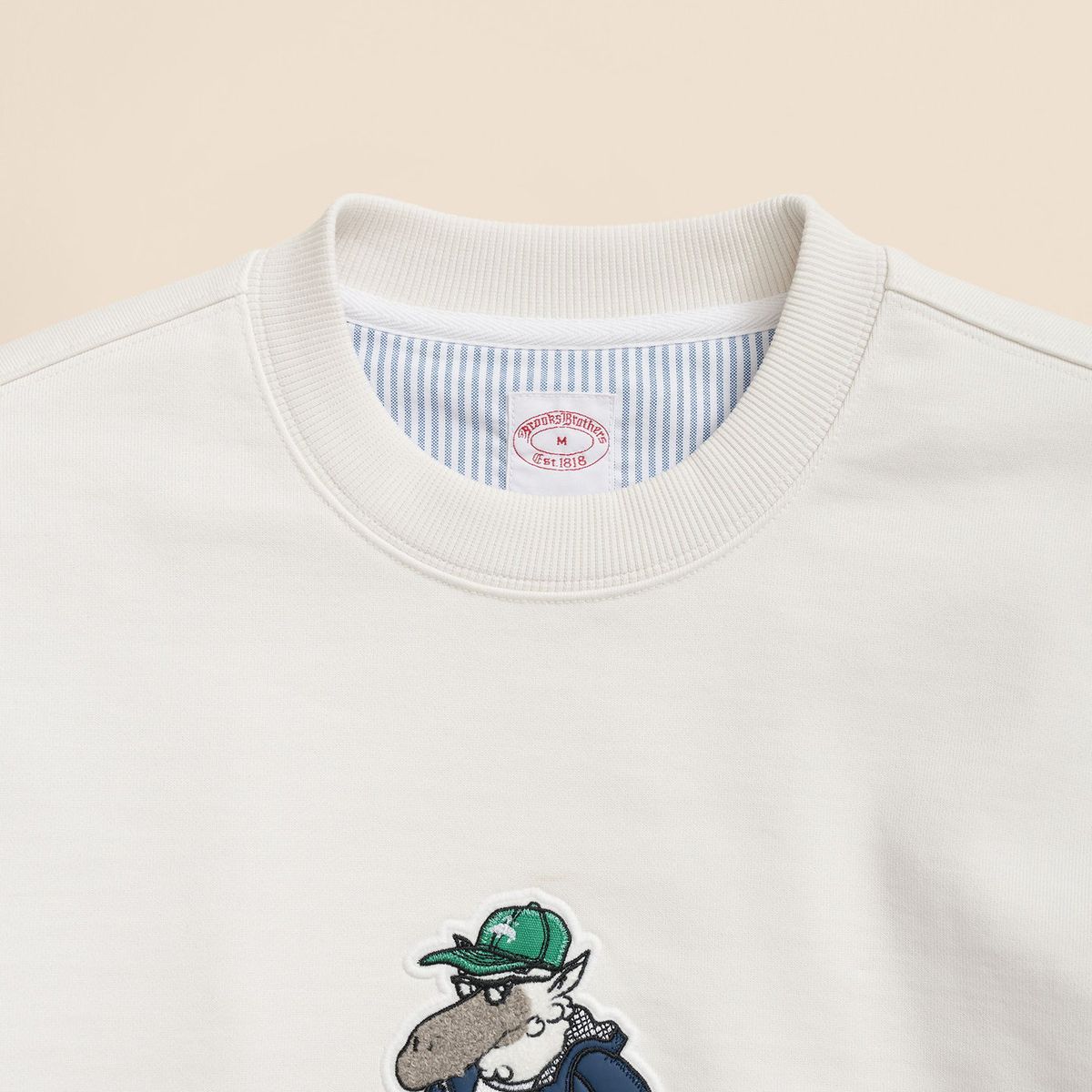 BROOKS BROTHERS - Poleron Hombre Henry Patch Sweatshirt Blanco Brooks Brothers