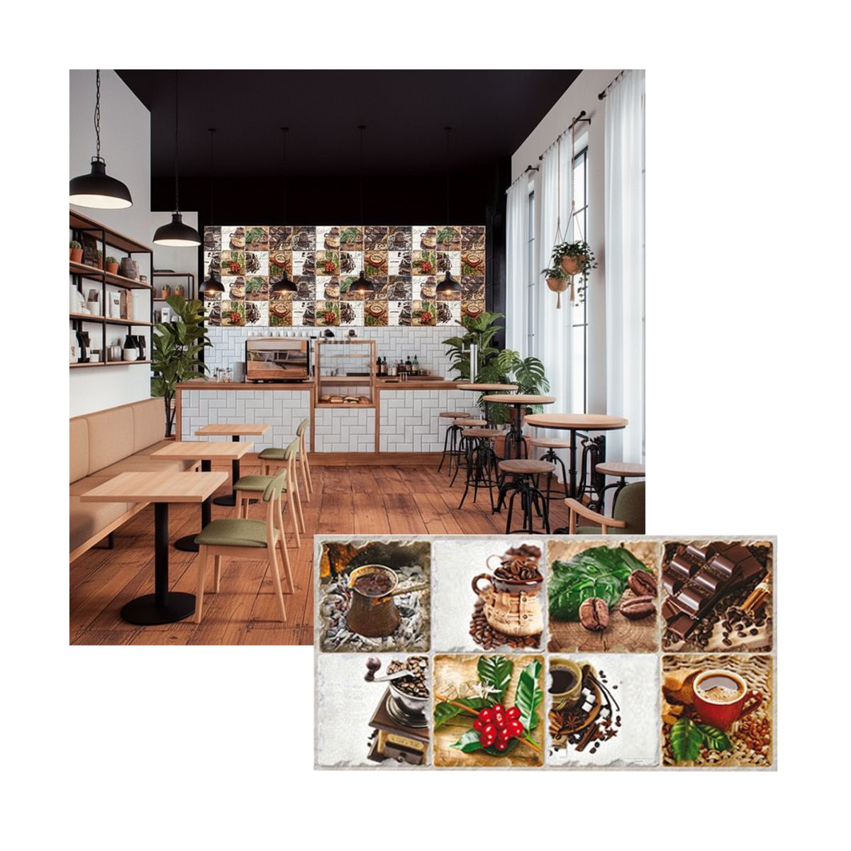 MERCAR RAY - Wall Panel PVC Relieve 95.5 x 48cm ARABICA, 4.6 m² (10 Paneles)