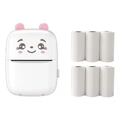 GENERICO - Mini Impresora Térmica Portátil Gatita Bluetooth + 1 Rollo Color Rosa