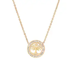 TODOJOYAS - Collar Árbol de la vida con Circones Dorado Acero