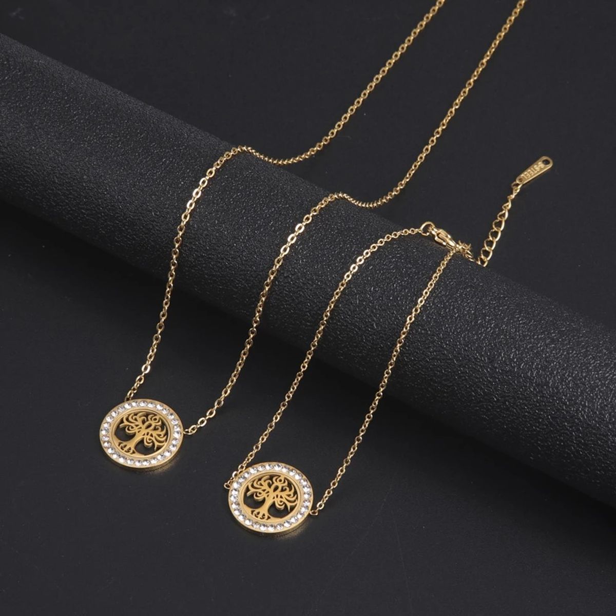 TODOJOYAS - Collar Árbol de la vida con Circones Dorado Acero