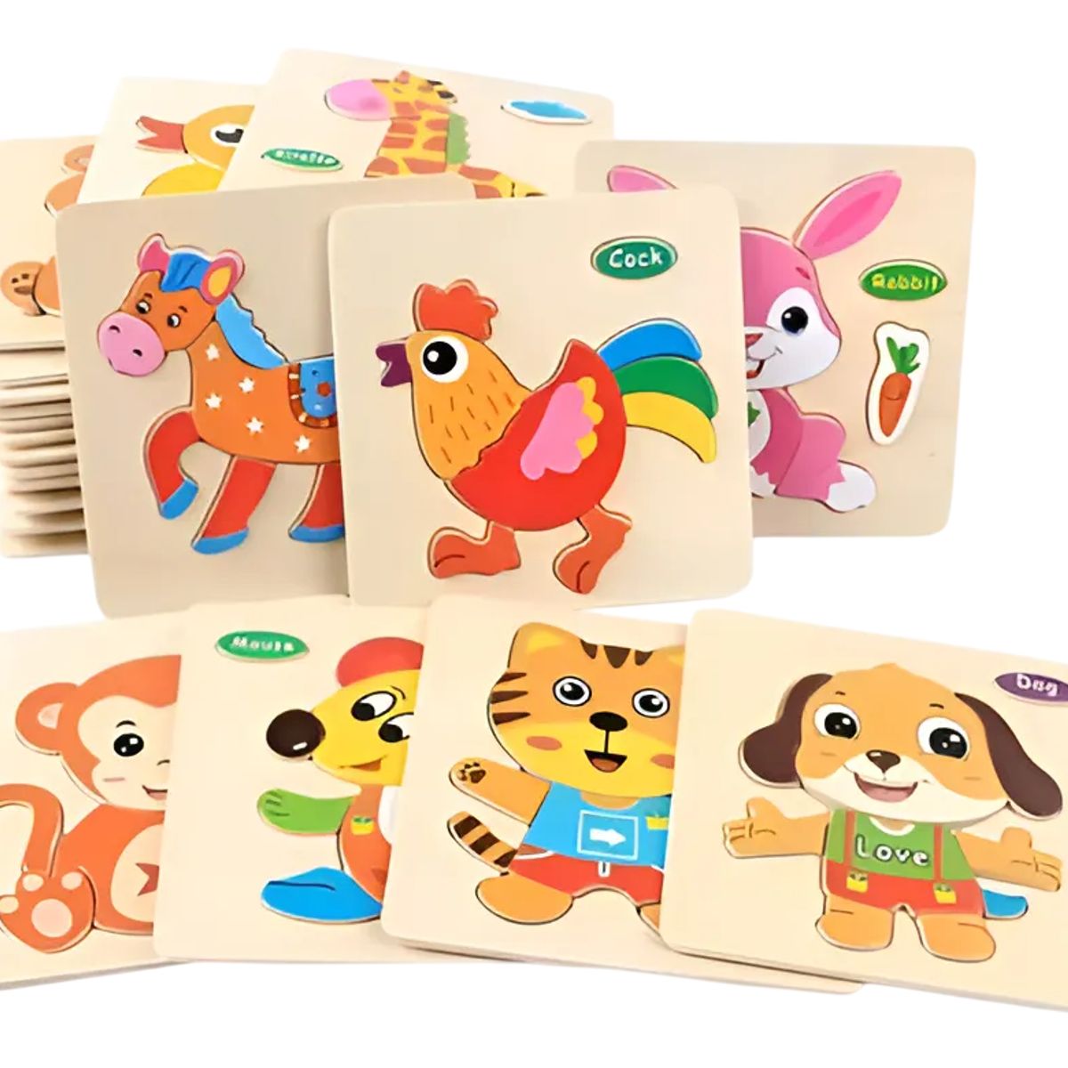 GENERICO - Pack 2 Rompecabezas De Madera Para Niños Pequeños