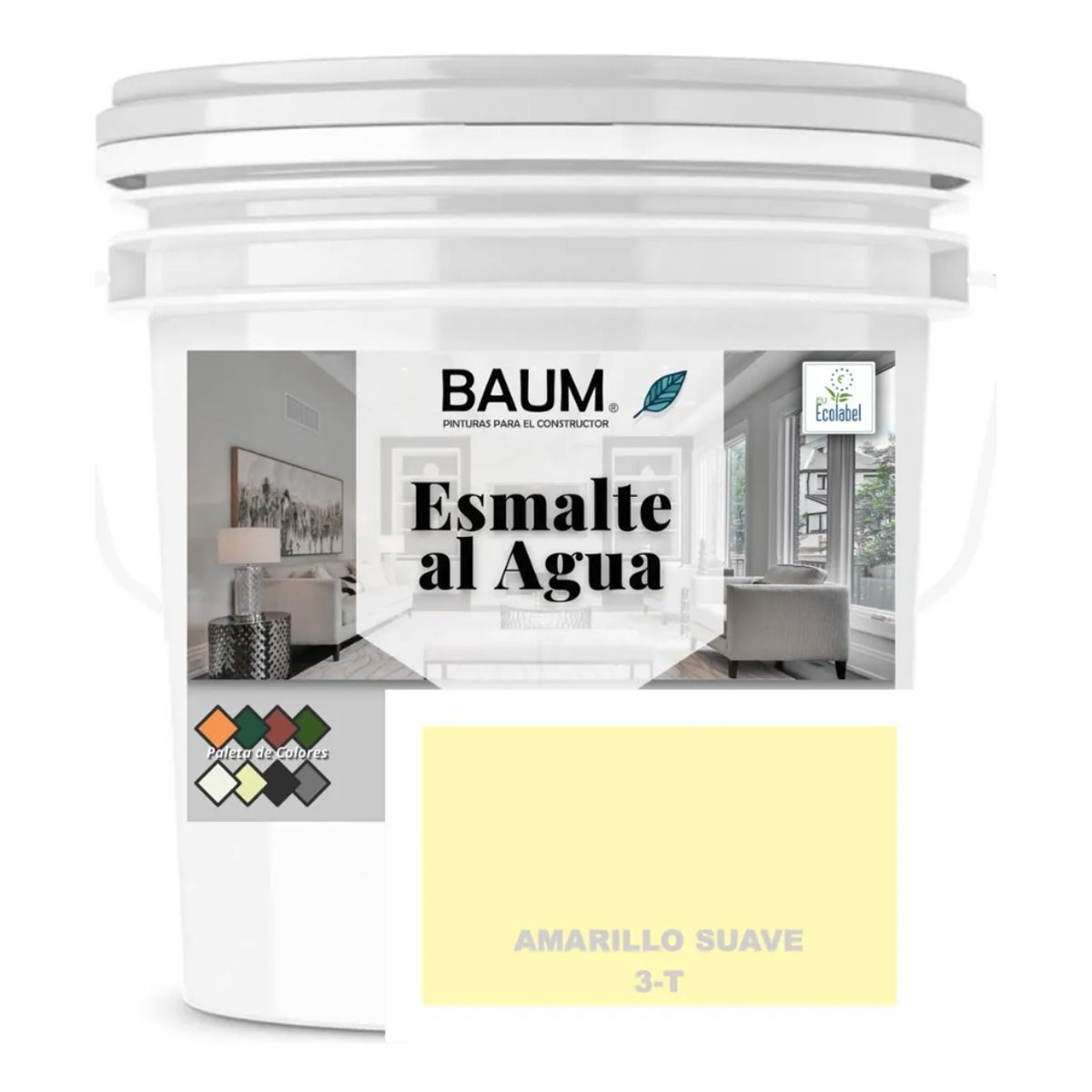 BAUM - TINETA PINTURA ESMALTE AL AGUA - AMARILLO SUAVE 3-T - PINTURASPROFESIONALES CHILE