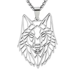 TODOJOYAS - Collar Cabeza Lobo Wolf Acero Geométrico Plateado