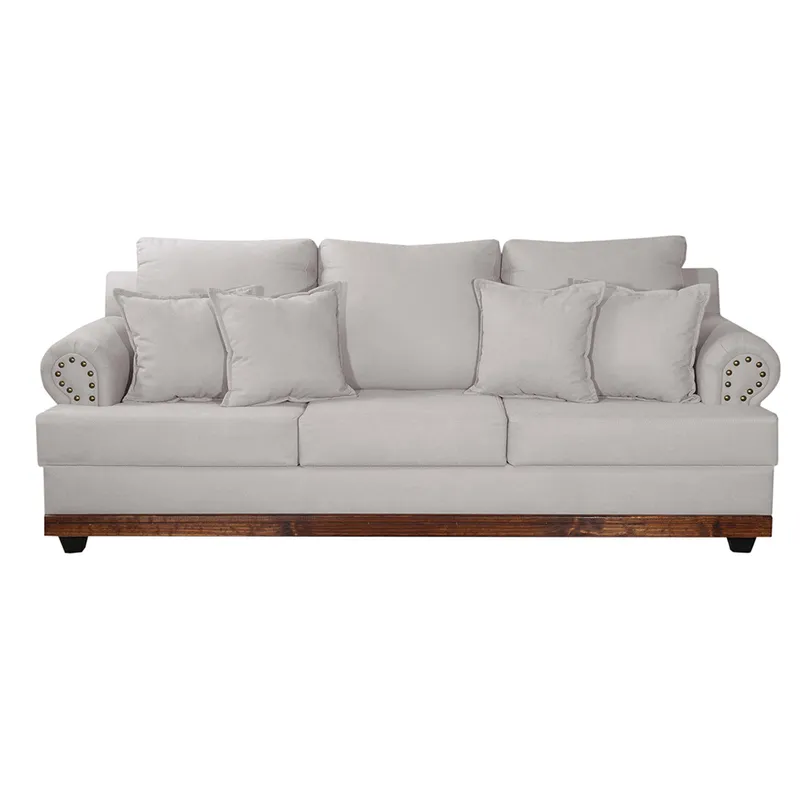 MASEL - Sofa 3c Armenia - tachas tela  Gris  220 x 90 x 95