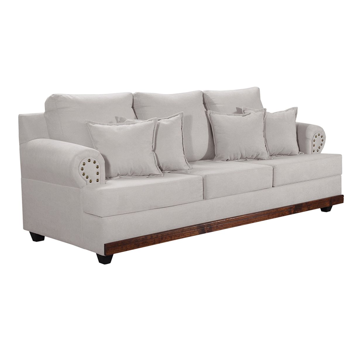MASEL - Sofa 3c Armenia - tachas tela  Gris Claro 220 x 90 x 95